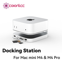 Mac mini USB C Hub with M.2 SSD Enclosure for Mac Mini M4/M4 Pro Stand Type-C Docking Station SSD Case USB3.2 Gen2 SD4.0 TF4.0