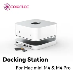 Mac mini USB C Hub with M.2 SSD Enclosure for Mac Mini M4/M4 Pro Stand Type-C Docking Station SSD Case USB3.2 Gen2 SD4.0 TF4.0