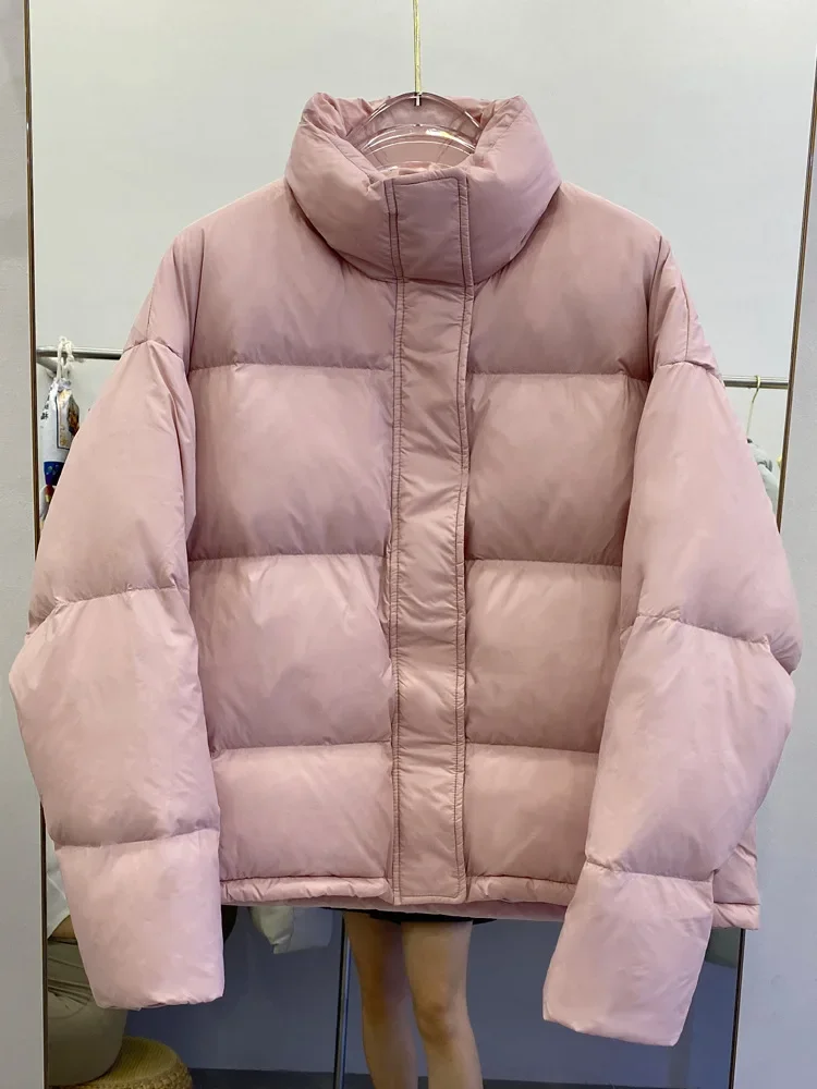 Piumino da donna Cappotto corto invernale Moda casual 90% Piumino d'anatra bianco Colletto alla coreana Parka da donna con piume