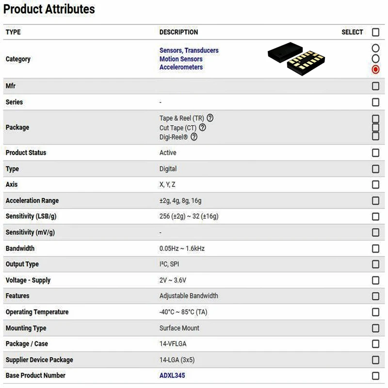 5PCS/Lot original ADXL345 ADXL345BCCZ ADXL345BCCZ-RL7 VFLGA-14 three-axis digital accelerometer sensor IC chip