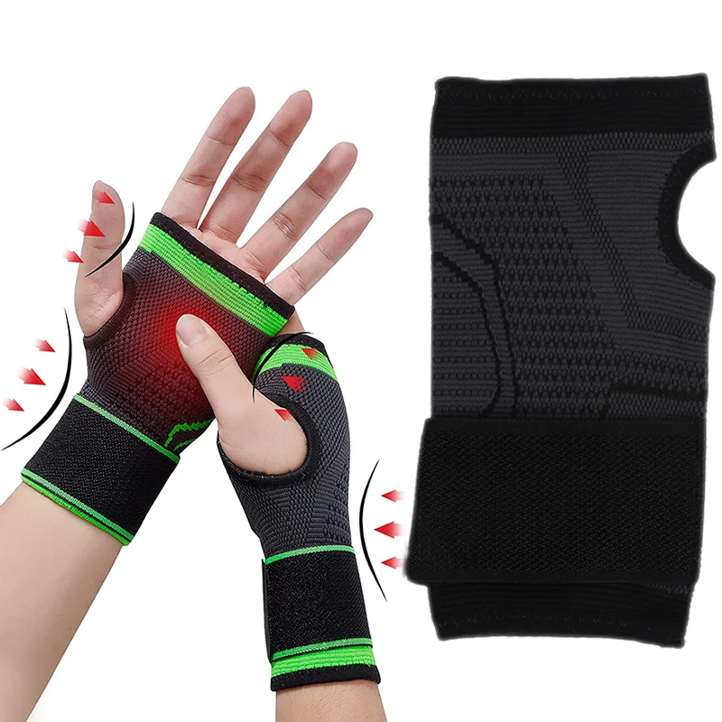 1/2PCS Gym Fitness Gloves Wrist Support Sports Wristband Therapy Protector Fingerless Safety Body Building Compression Gloves