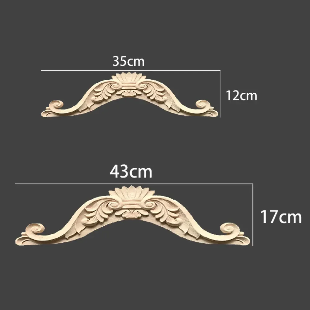 2pcs Retro Ornamental Wood Decal Onlay Applique for Home Furniture Cabinet Unpainted Wooden Carving Corner Long Floral Decor