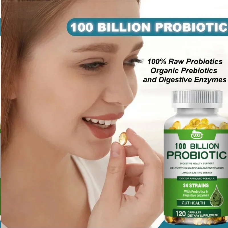 YUXIT Prebiotic Digestive Enzyme 120 Vegetarian Capsules 5 Probiotic Compounds - Supporting Intestinal Health