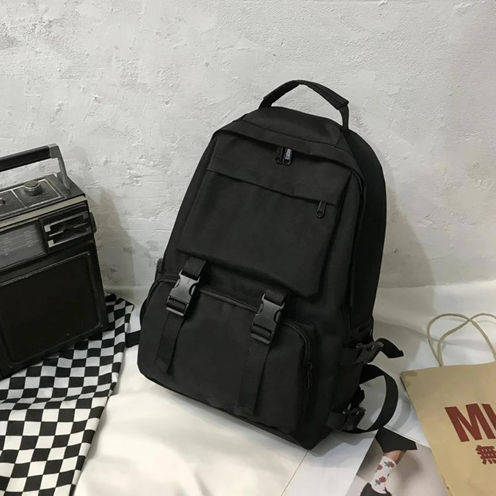 New Simple Black Workwear Style Backpack Large Capacity Laptop Bag Fashion Students Bag Harajuku Unisex Business Travel Backpack