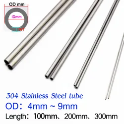 1-2Pcs 304 Stainless Steel Round Capillary Precision Pipe Straight Tube OD 4-9mm ID 2-8mm Length 100/200/300mm