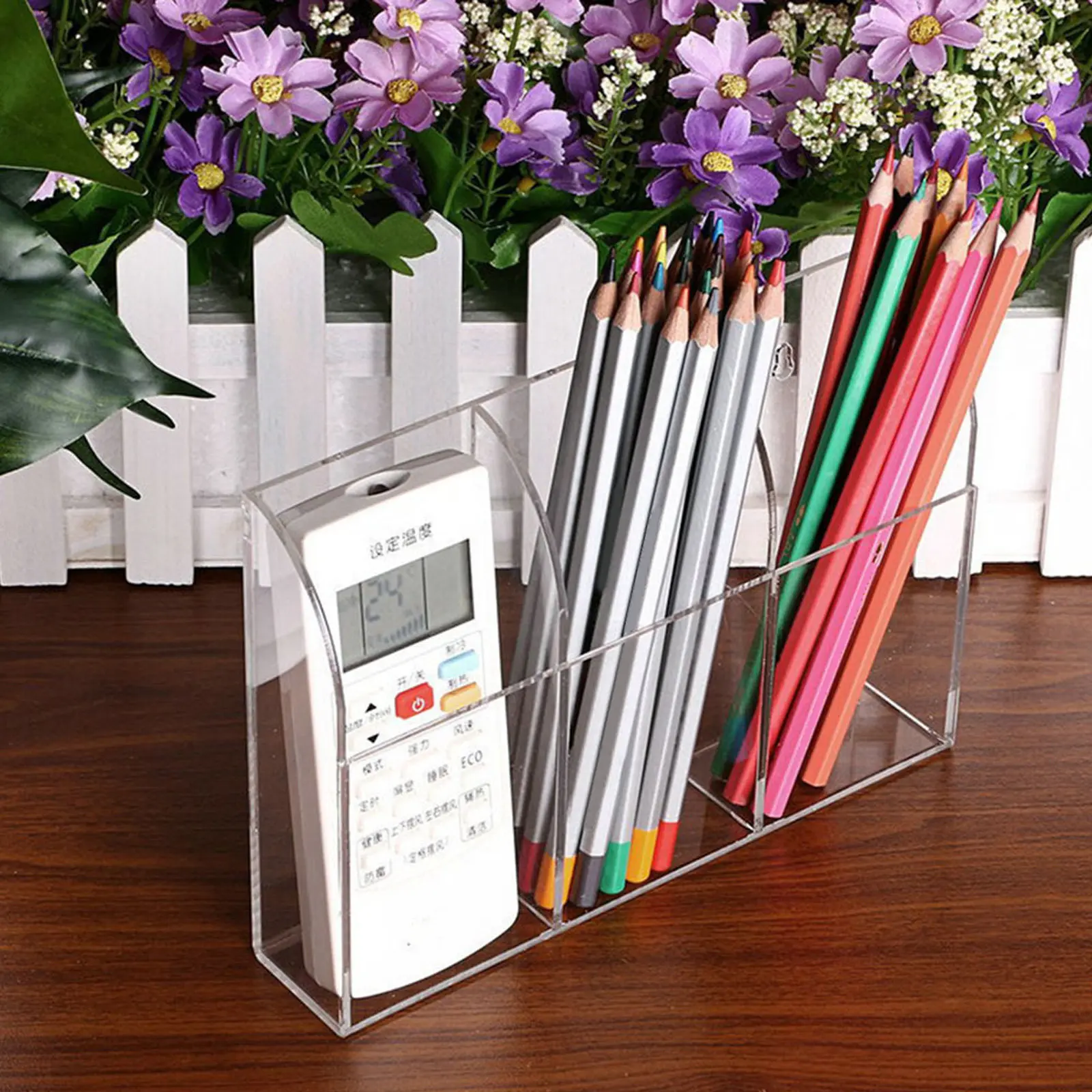 Acrylic Remote Controller Storage Rack Holder Organizer Wall Mount Marker Pen Holder Transparent Multifunctional