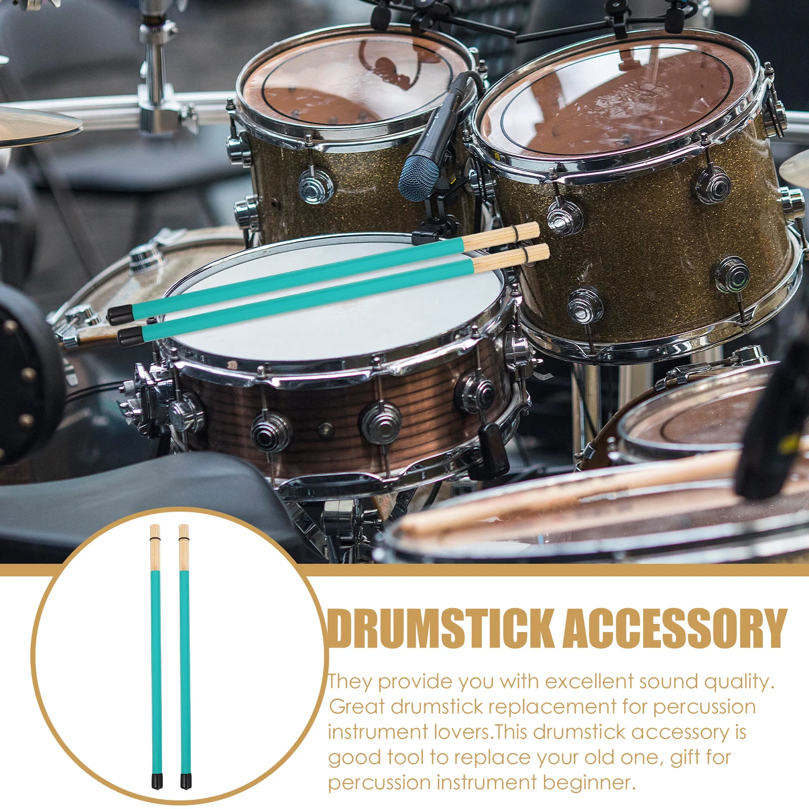 1 Pasang Stik Drum Bambu Sederhana untuk Instrumen Perkusi Alat Pengganti Berkinerja Tinggi Tahan Aus dengan Permukaan Halus