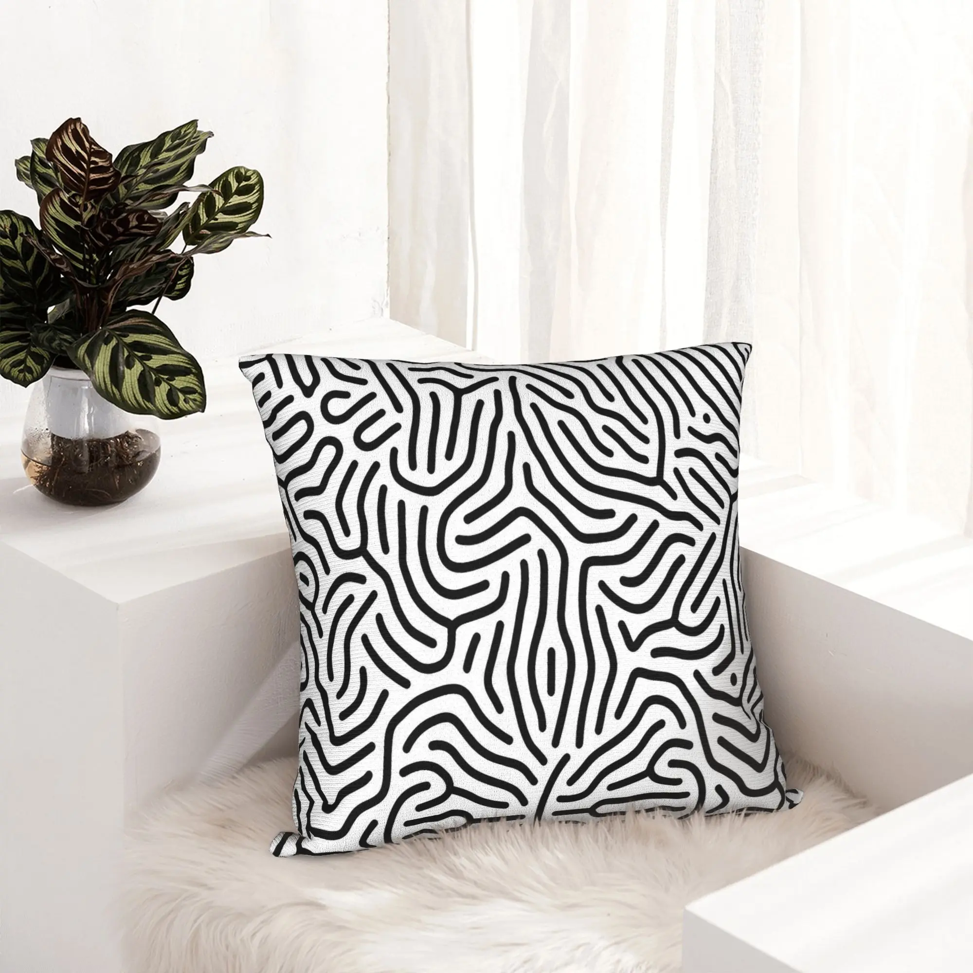 Yayoi K-Kusama Black Lines Pillowcase Printing Cushion Cover Decoration Abstract Art Throw Pillow Case Cover Home Drop Shipping