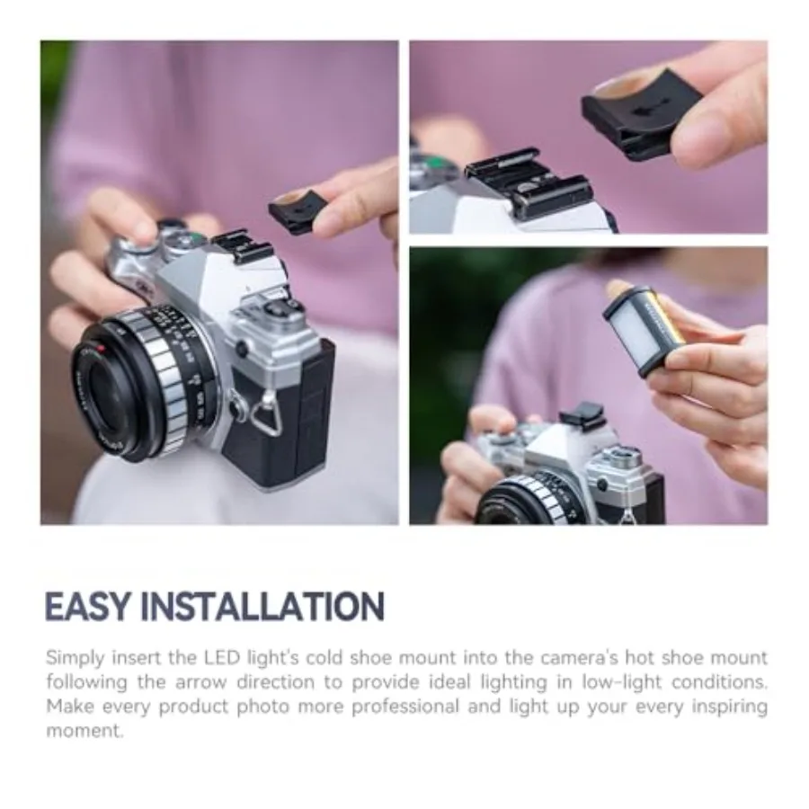 Ultra Mini Led Light for Camera Magnetic Cold Shoe Lights Portable 3 Colors 3000/4500K/6000K with Type-C Rechargeable CRI 95+ f
