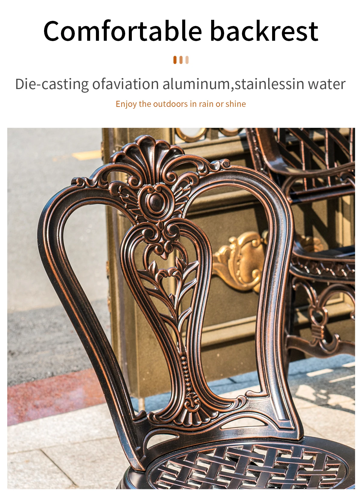 Sillas de exterior de alta calidad, muebles de jardín, silla de comedor de Patio de aluminio fundido a prueba de agua, venta al por mayor