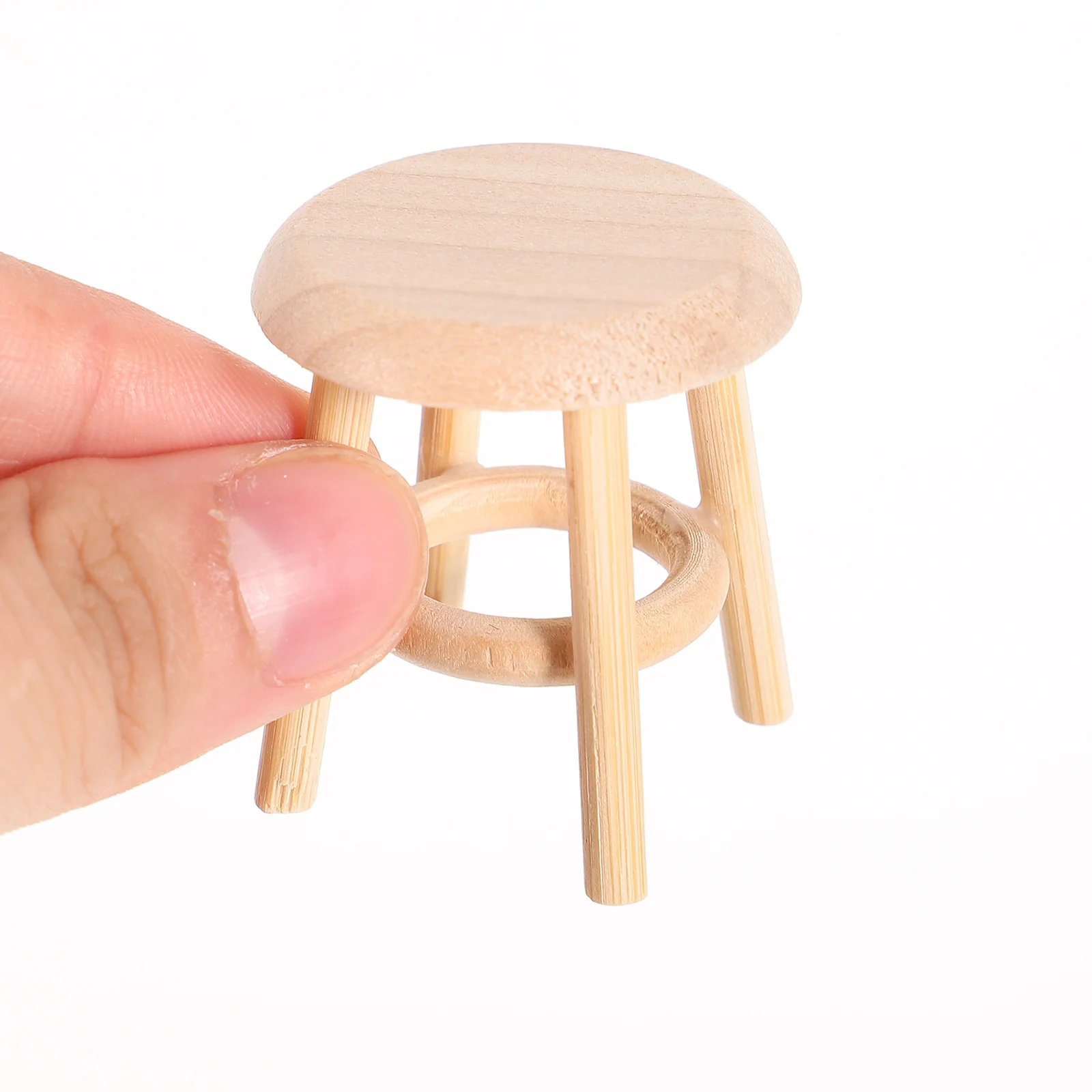 1 Mini tabouret rond en bois massif, modèle pour 1 12 meubles miniatures pour maison de poupée, décor de petite maison, petit siège en bois, mini maison