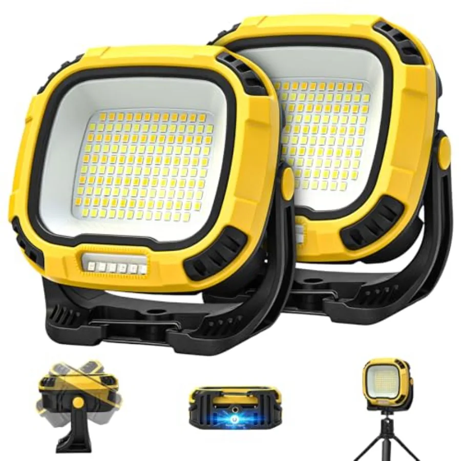 

6000mAh Rechargeable Work Light, 4000LM 136-LED Magnetic Light with Hook, IP65 Waterproof, 30H Runtime, Portable LED Work Light