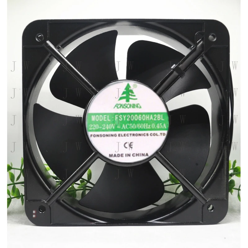 W  1 PCS FOR FONSONING Fan FSY20060HA2BL AC220V 0.45A 20060 20CM 2 wire Aluminum frame