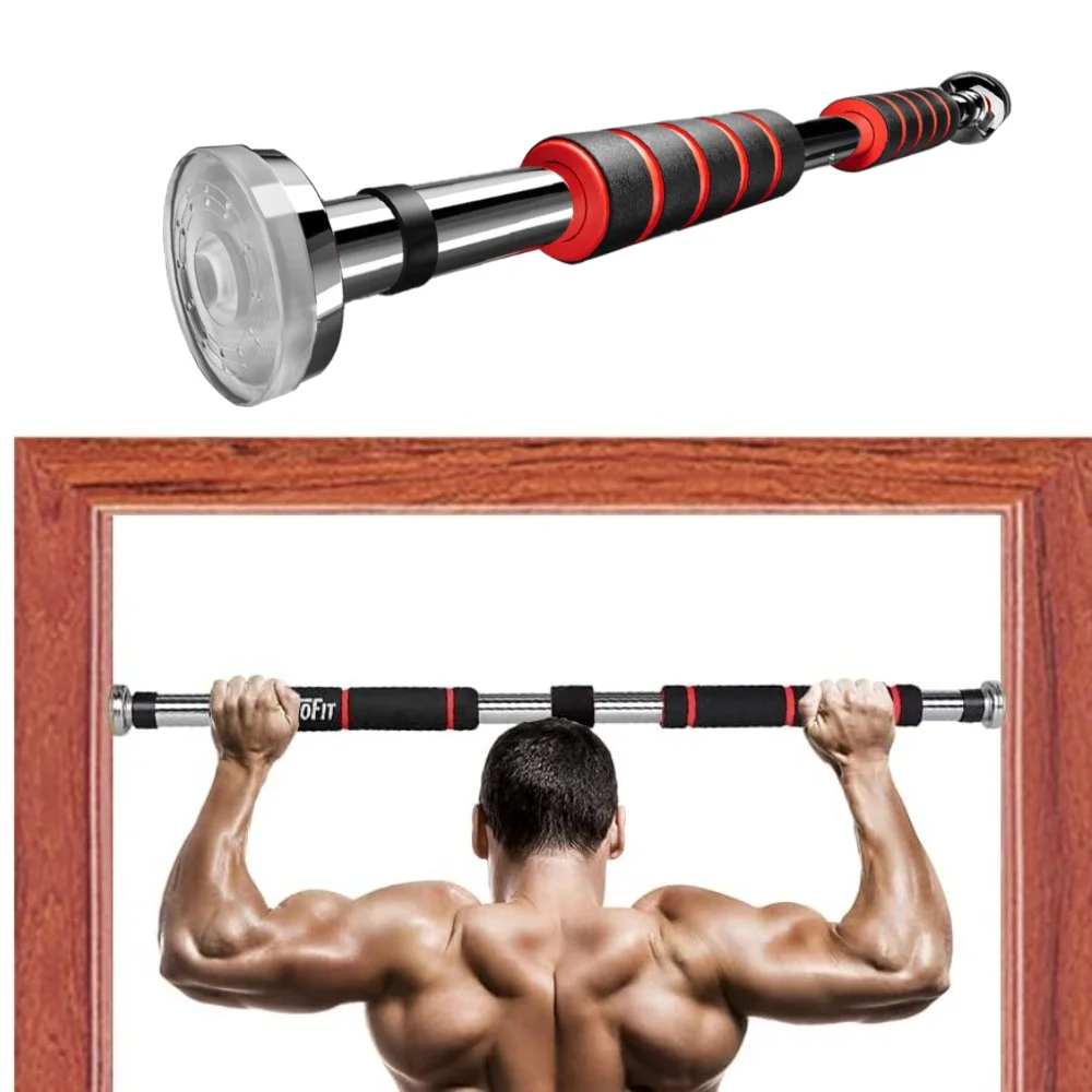 Teleskopische Klimmzugstange für Türrahmen, rutschfest, Klimmzug-Fitnessgerät, verstellbar, für das Heimtraining, Krafttraining, robust, für Männer und Frauen