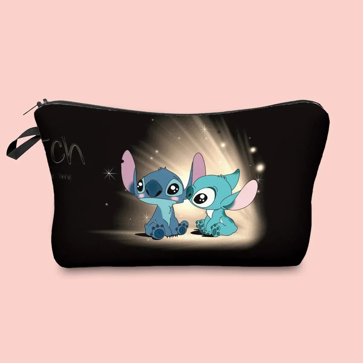 Bolsa de maquillaje de Stitch de Disney, bolsa de cosméticos Kawaii, Anime, Ángel de dibujos animados y Stitch, bolsa de lavado, estuche de lápices, regalos de Navidad para niñas