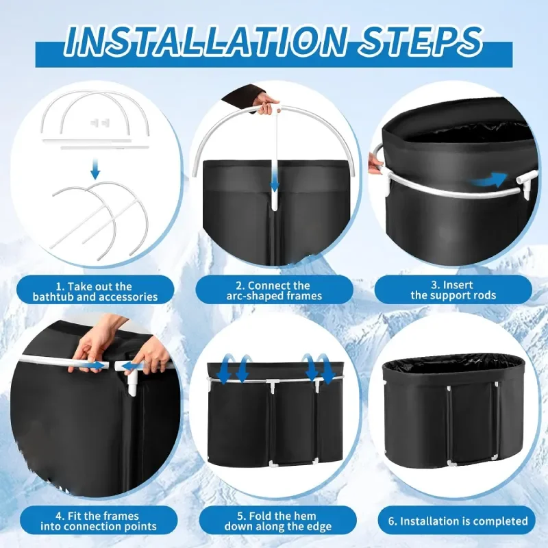 Portable Pvc Folding Portable Ice Bath Pod Recovery Cold Plunge Tub For Freestanding Bathtub With Lid