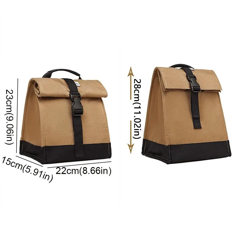 Adjustable Shoulder Strap Insulated Lunch Bag Lightweight Roll Top Insulated Meal Container Portable Shock-resistant