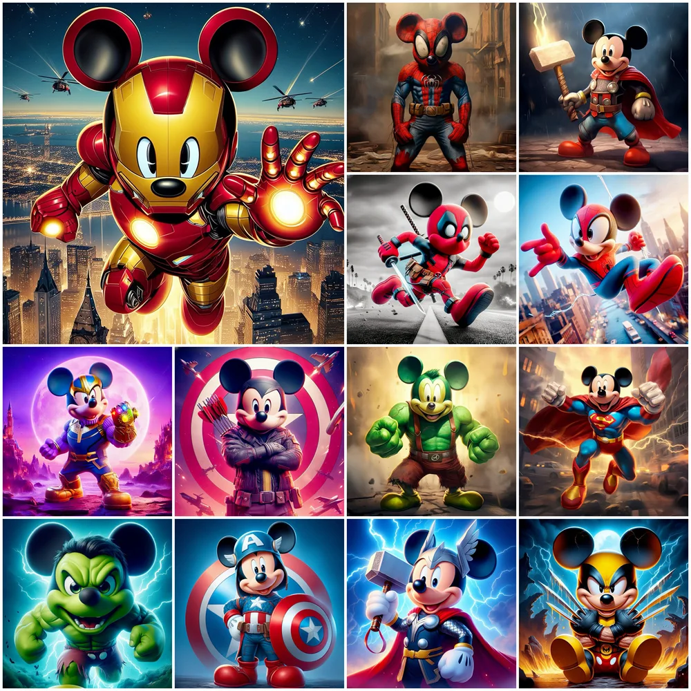 Disney Paint Number Kits Mickey Mouse Cartoon Hobby Painting By Numbers Iron Man DIY Art Drawing Spiderman Art Crafts Wall Decor