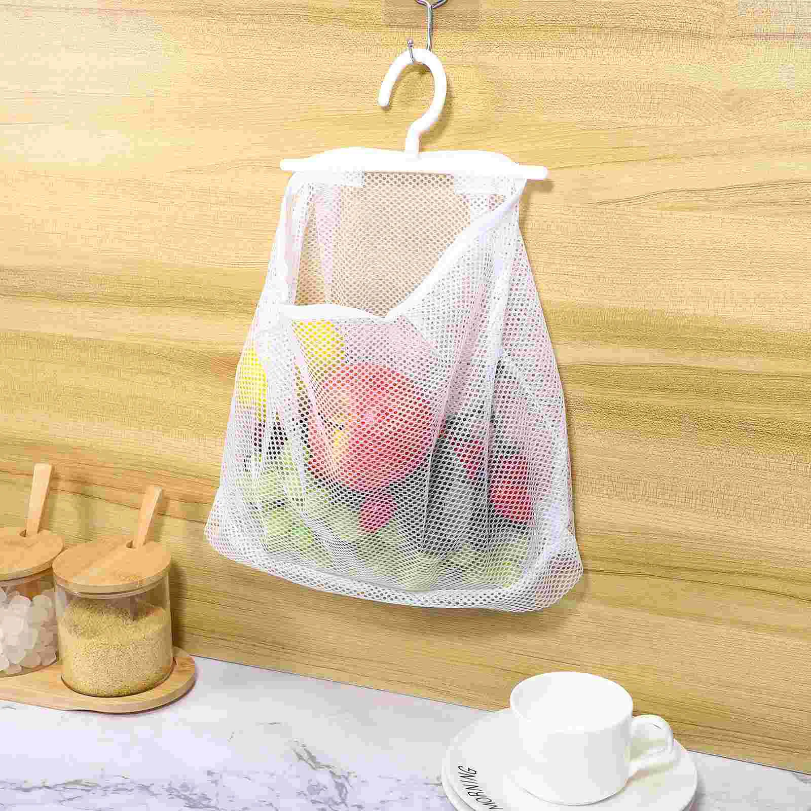 2 Pcs Storage Mesh Bag Home Kitchen Fruit Toys Laundry Baskets Hanging Pp Polyester Garlic Pouch Shopping Baby