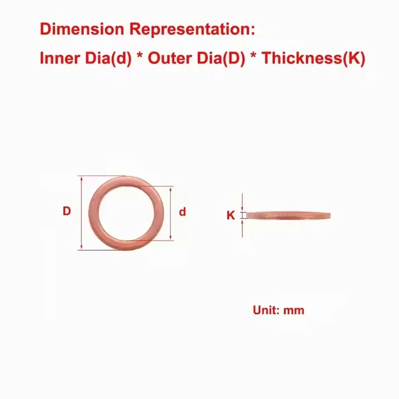 Marine Grade Purple Copper Flat Washer Sealing Ring M3-M60 Circular Gasket