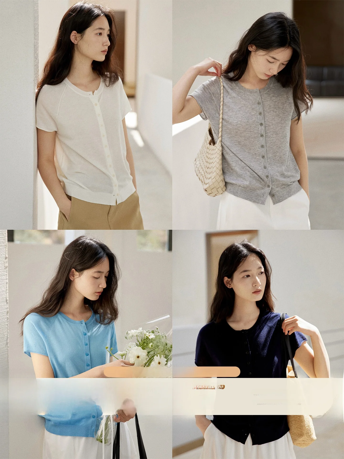 

Ginnkee Casual Chic Ultra-Thin Merino Wool Knitted Cardigan Short Sleeve Women's Top Breathable Lightweight Summer T-Shirt