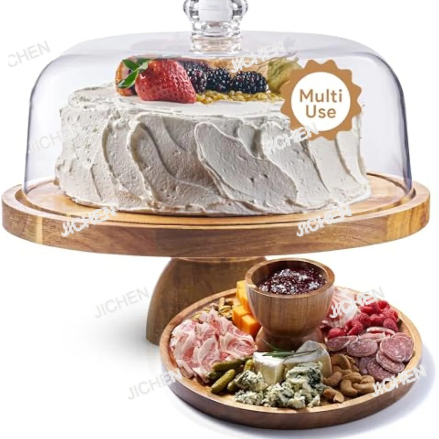 

JCTДеревянный поднос для торта, основание для торта из цельного дерева, деревянный поднос для десерта, круглая тарелка с фруктами