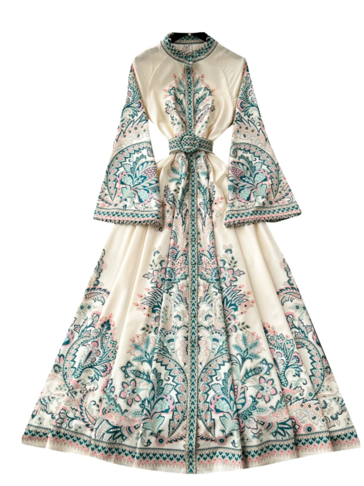 Retro Gericht Sle Floral Print Dr frauen Hohe Taille Lose Bell Sve Kleid Koreanische Version A-Line Midi Dr Frühling neue