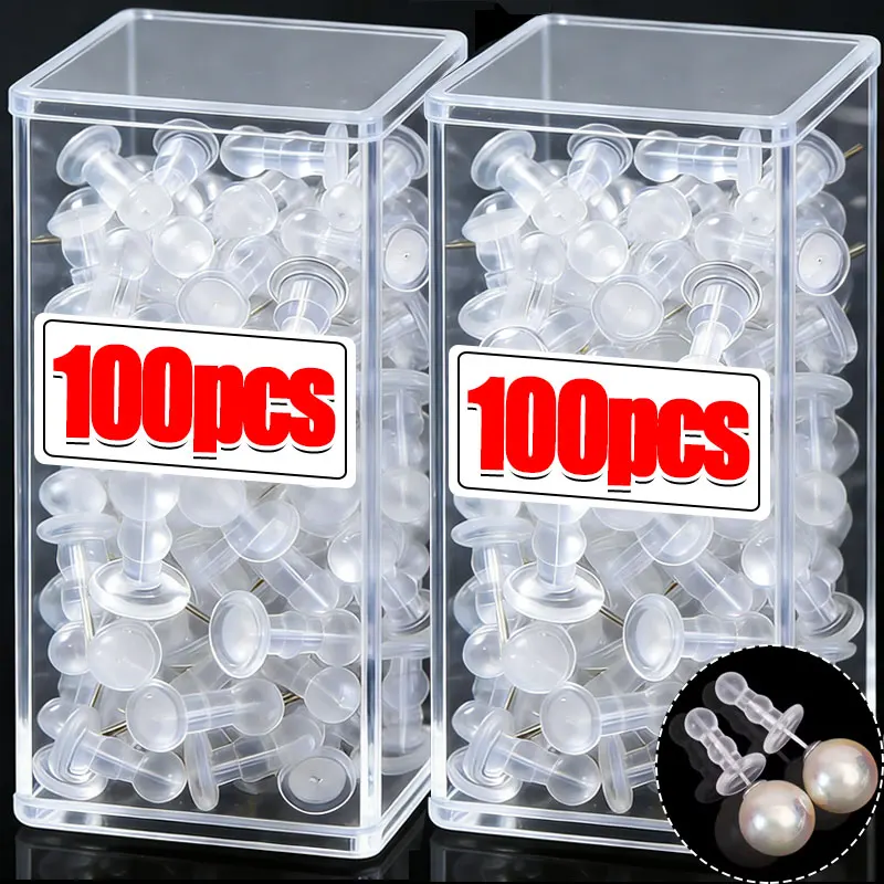 100/10 pièces Embouts de sécurité en caoutchouc silicone souple pour boucles d'oreilles clous, accessoires de fabrication de bijoux DIY, embouts en forme de balle 1