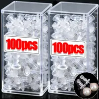 100/10 pièces Embouts de sécurité en caoutchouc silicone souple pour boucles d'oreilles clous, accessoires de fabrication de bijoux DIY, embouts en forme de balle 1