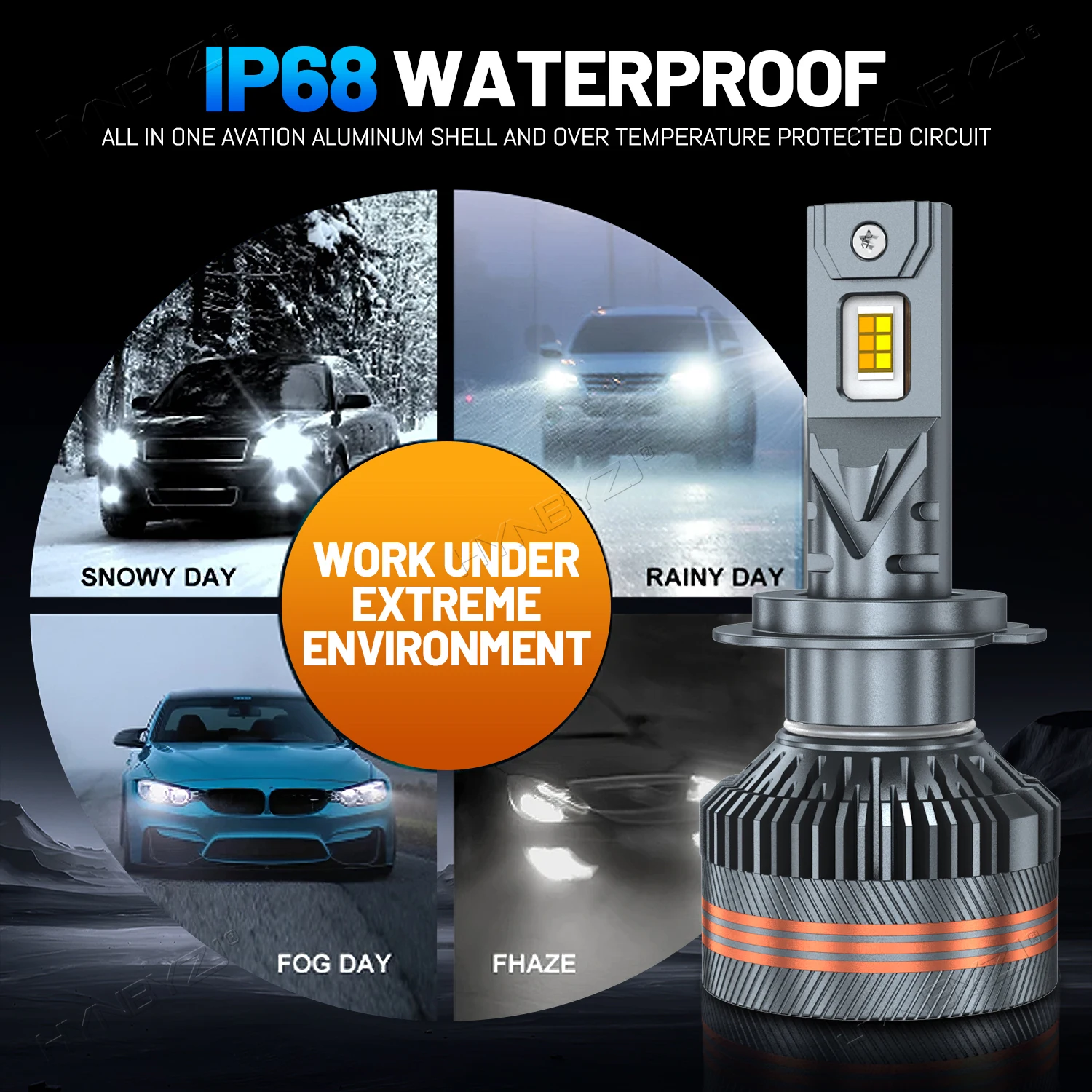 H7 H4 H11 LED المصباح H1 H8 H9 HB4 HB3 9005 9006 9012 توربو مصباح 6000K 3000K لونين درجة الحرارة التبديل أضواء أمامية 12 فولت #5