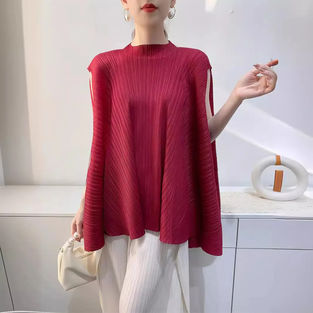 Miyake Pleated Plus Size T-shirt Niche Design Sense Tops Women 2025 Summer High-end Loose Pleated Short-sleeved T-shirt Women