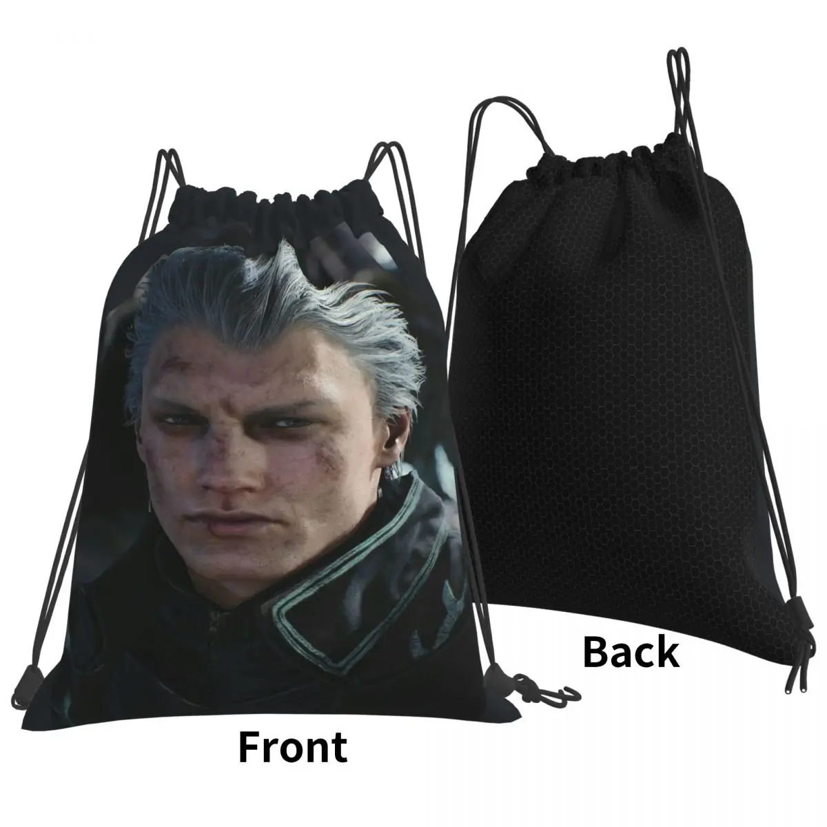 Vergil From The Devil May Cry Seri Backpacks Fashion Drawstring Bags Sports Bag Book Bags for Travel School