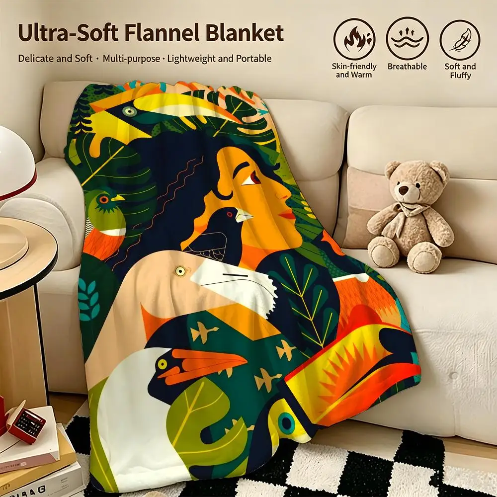 artist O-Owen Davey-y Throw Warm Soft Flannel Blanket, Multi-use for Sofa Bed Camping Travel Nap