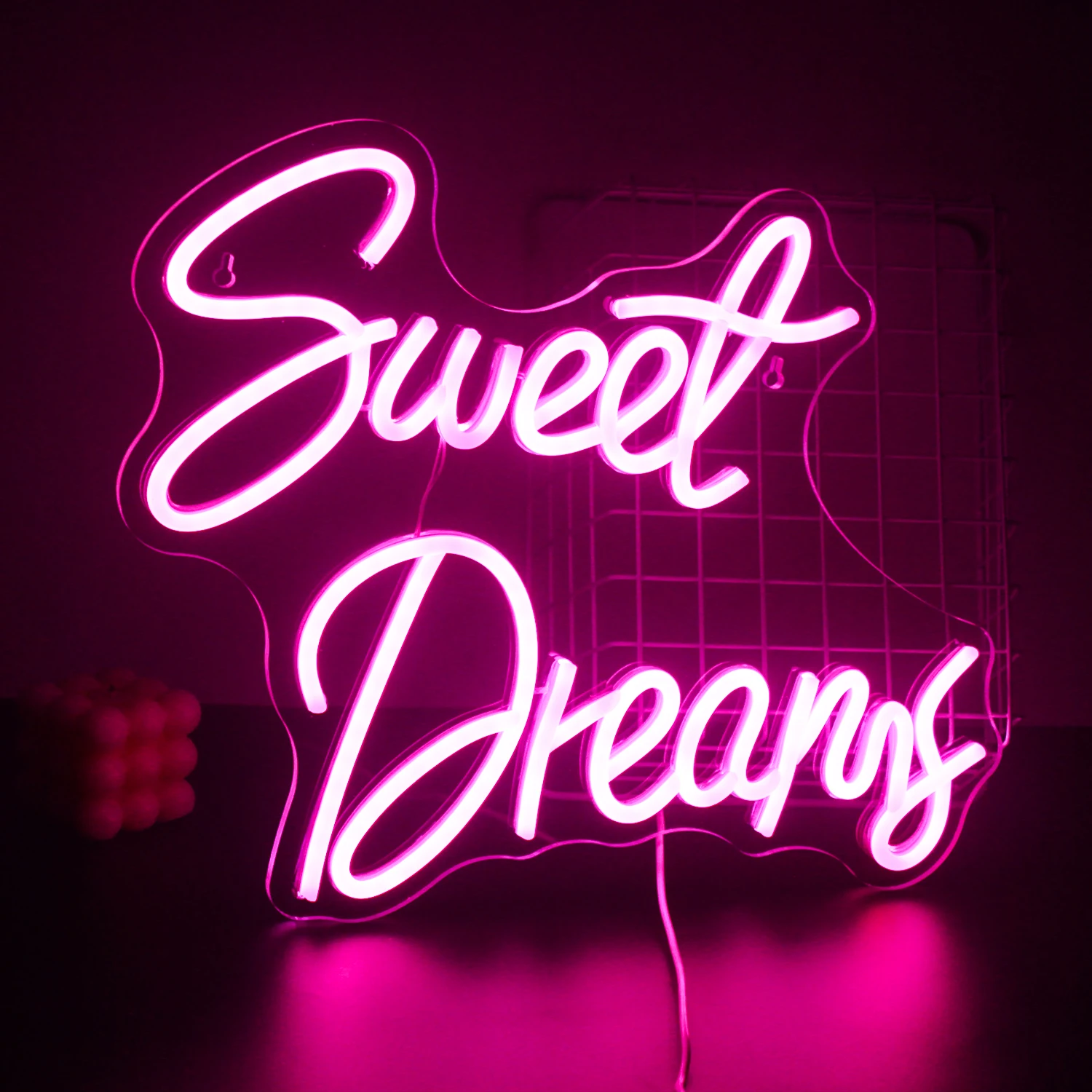 Sweet Dreams Neon Sign LED Lights Aesthetic Room Decoration For Home Bar Birthday Party Bedroom USB Powered Art Letter Wall Lamp