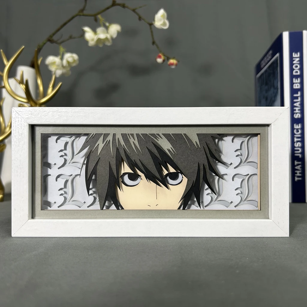 Imagem -02 - Paper Cut Led Light Box para Home Decor Decorações do Quarto Candeeiro de Mesa Manga Figuras Anime Olhos Death Note Presente Personalizado Homens