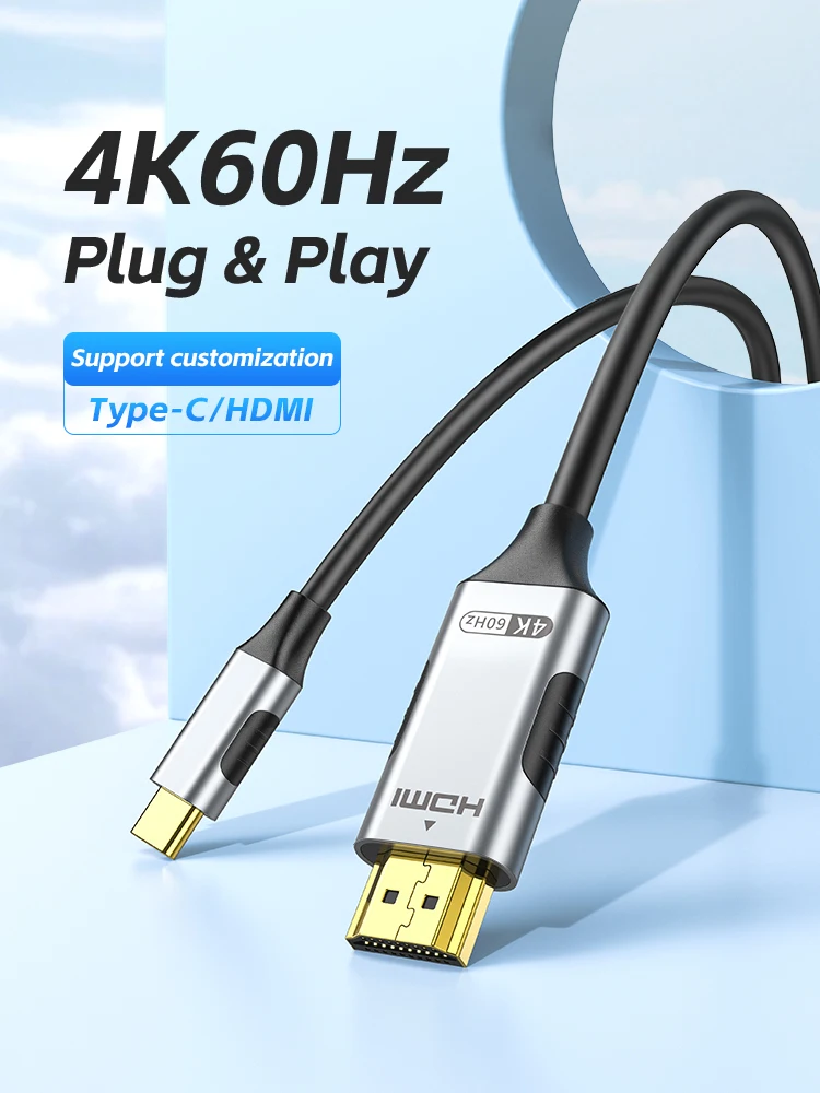4K USB C to HDMI Cable Adapter 4K 60Hz USB Type C to HDMI Cable Thunderbolt 3 Compatible with MacBook Pro IPad pro Laptop