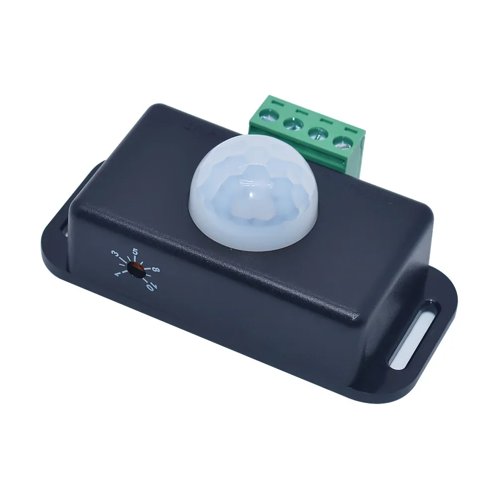 Interruptor automático do sensor de movimento PIR ajustável, detector infravermelho IR, Módulo interruptor de luz para LED Strip Light, Lâmpada, DC 12V, 24V, 8A