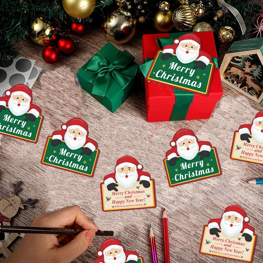 100 قطعة من بطاقات شكر عيد الميلاد سانتا - إدراجات تغليف العطلات للهدايا والأعمال والتقدير الموسمي