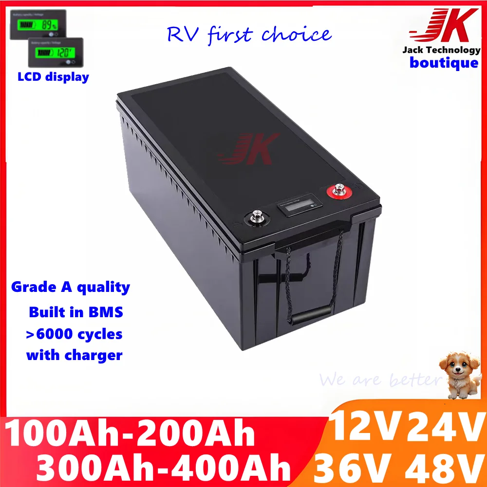 

12V 200AH 300AH 400Ah 24V 150Ah 200Ah 36V 48V 100Ah Lifepo4 lithium battery EU deep cycle for car audio solar system boat,RV,EV