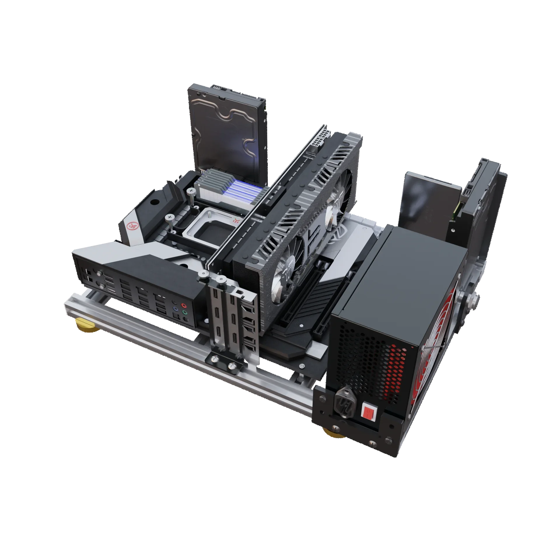 

Aluminum Open Computer Case Support ITX Mini Motherboard Support Dual X79 X99 Water Cooling