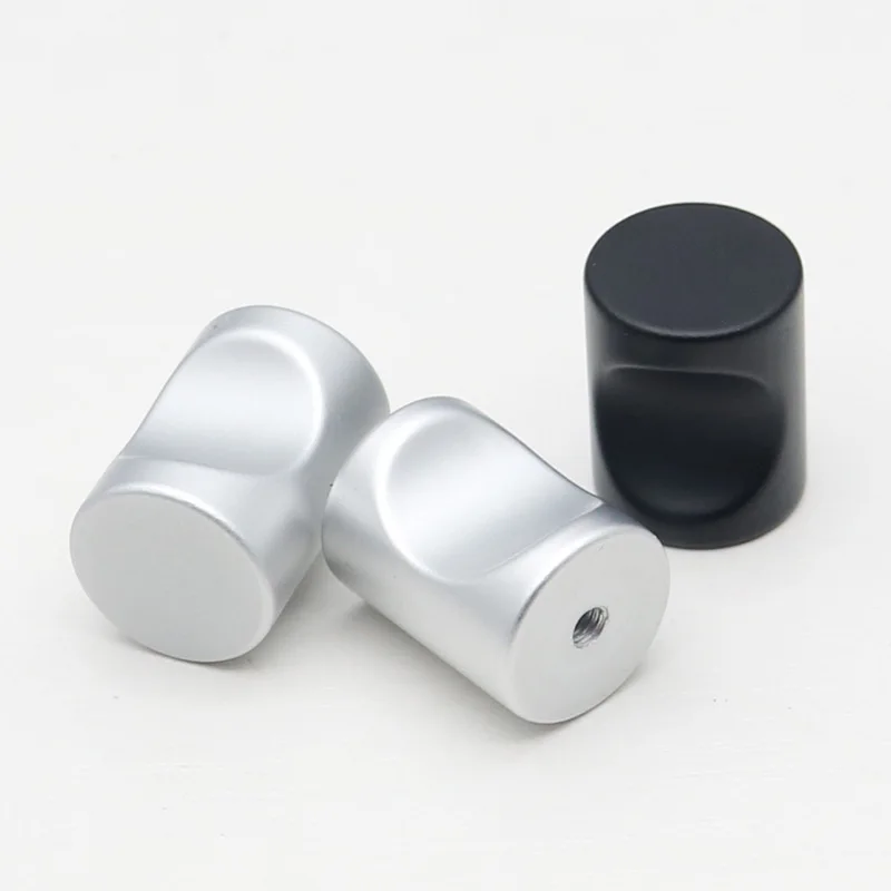 Modern Simple Round Thumb Handle Drawer Wardrobe Cabinet Door Knobs and Pulls Solid Space Aluminum Black/silver Furniture Handle