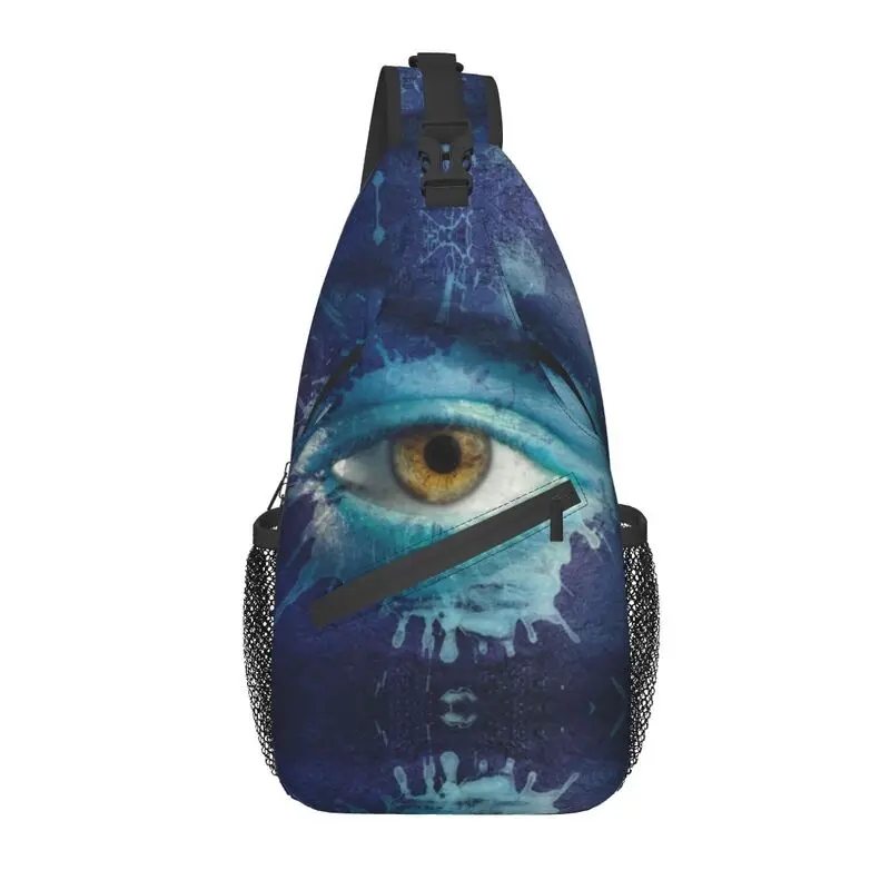 

Casual Psychedelic Evil Eye Splash Crossbody Sling Backpack Men Mystic Eyes Spiritual Shoulder Chest Bags for Traveling