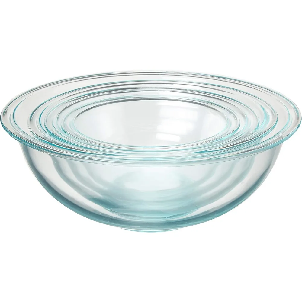 

8-Piece Glass Mixing Bowls with Plastic Lids, Durable Heat-Resistant Kitchen Essentials for Baking and Meal Prep