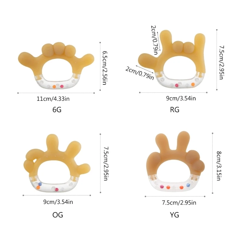 업그레이드 된 아기 젖니 장난감 부드러운 식품 등급 실리콘 Teether 떨고 장난감 Anti-eating 손 옵션에 대한 다른 제스처