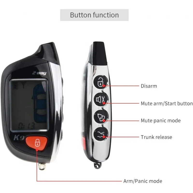 Szpieg 2-drożny System alarmowy samochodu z wyświetlaczem LCD Pager zdalny, silnik Start tryb Turbo Timer Alarm wstrząsowy DC12V długi zasięg zdalny