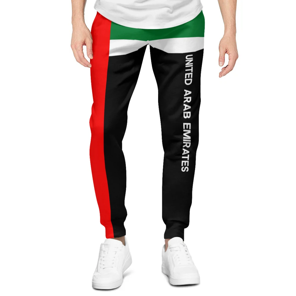 Moletom com bolsos para homem, calça bandeira dos Emirados Árabes Unidos, suor esportivo multifunções com cordão, corredores, futebol e futebol