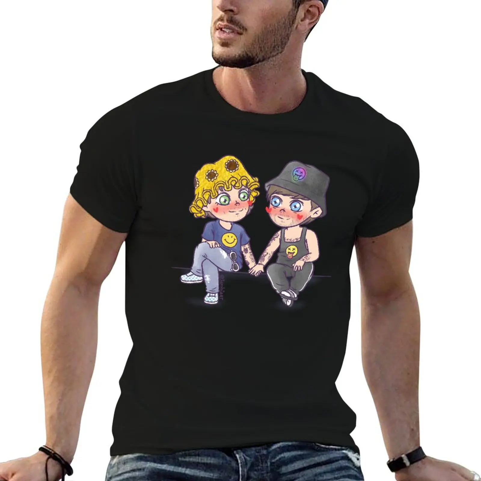 Camiseta Larry Hat Couple, camisetas de algodón de alta calidad para hombre, camisetas divertidas de algodón para hombre
