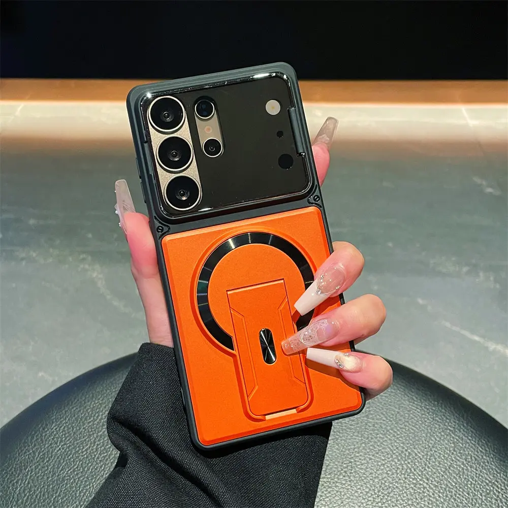 Luxury Invisible Kickstand Magnetic Case for Samsung Galaxy S26 S25 S24 S23 Ultra A57 A56 A37 A36 A17 A16 Lens Protection Cover