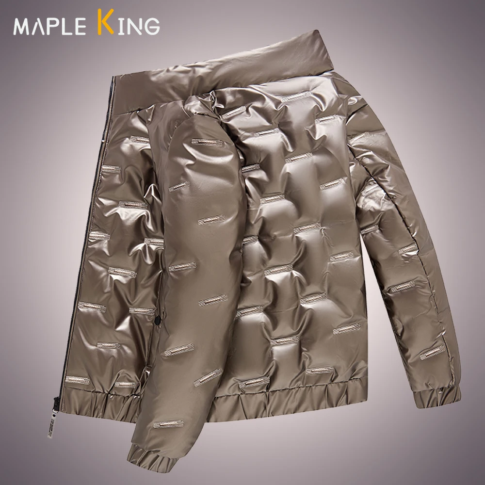 

M-5XL Glossy Gold Sliver Jacket for Men Parkas Windbreaker Korean Vinatge Cotton Padded Streetwear Unisex Warm Jackets Outwear