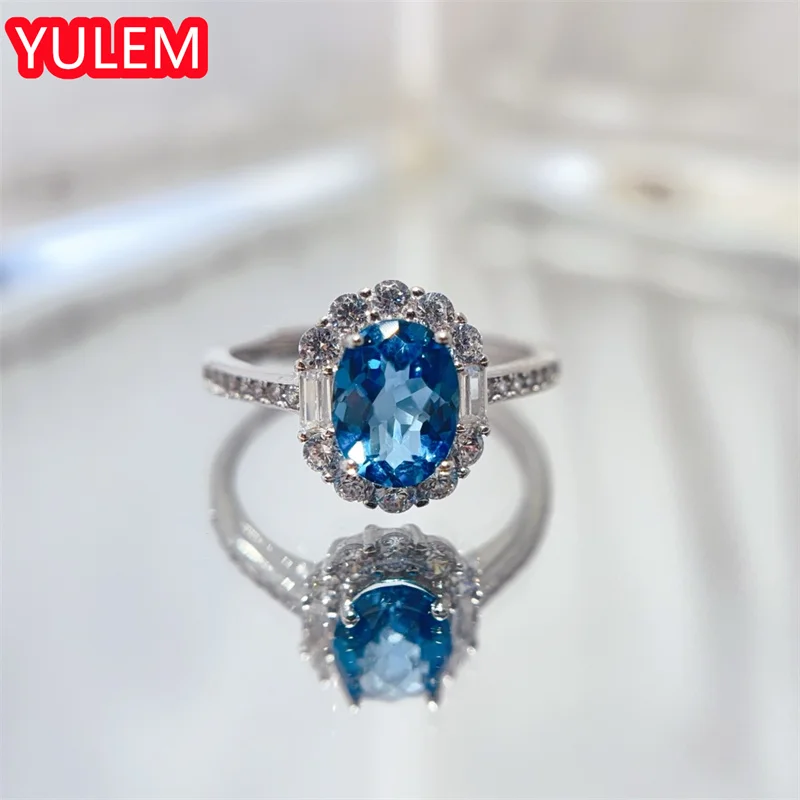 

Натуральный топаз YULEM 6x8 мм, лондонский синий, с серебром 925 пробы, для изысканных ювелирных украшений, подарок для женщин